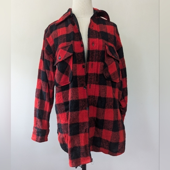 Vintage 70s Buffalo Plaid Shacket Flannel - Picture 2 of 13